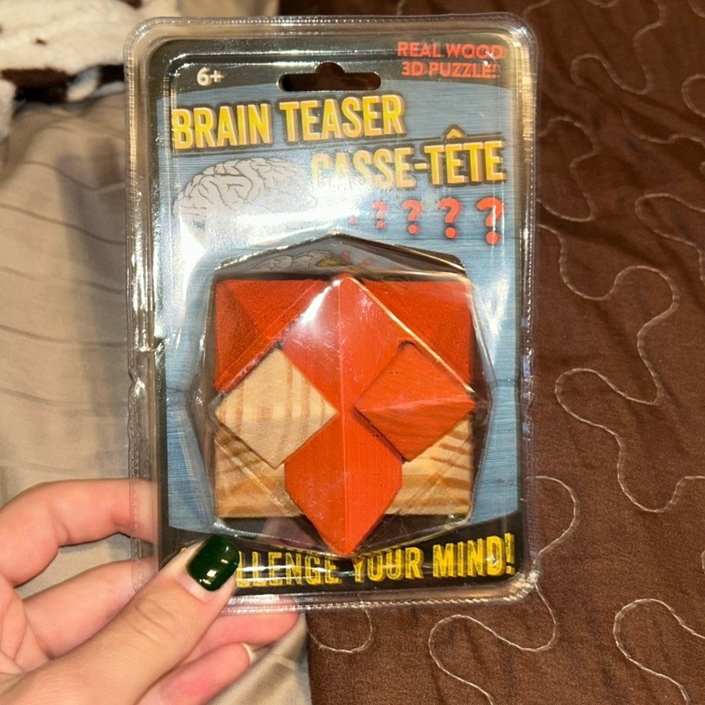 Real Wood 3D Brain Teaser Casse-Tete Interlocking Geometric Puzzle Age 6+ New